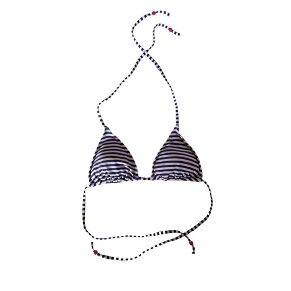 *SALE* Blue and White Striped Triangle Bikini Top - Picture 1 of 3